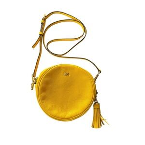 Michael Kors Yellow hammered leather circle bag